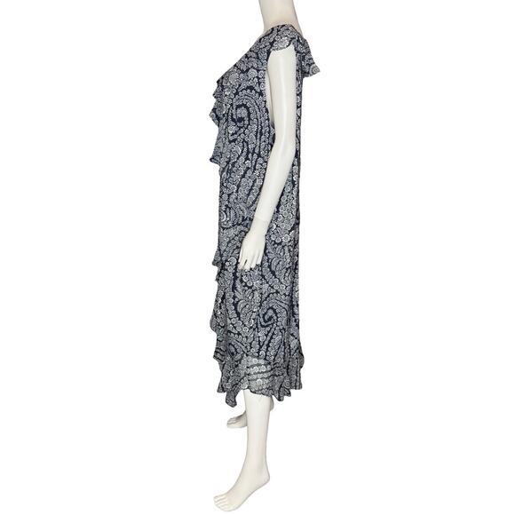 Tommy Hilfiger Plus Size Ruffled Printed Midi Dress Black White Women’s Sz 22W - Picture 4 of 10